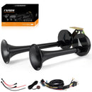 12V Electric Dual Train Horns with Bracket for Trucks and SUVs - Black