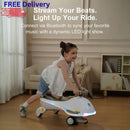 12V Electric Wiggle Ride-On Car for Kids with Quiet Motor, Dual Speeds, LED Lights, and Bluetooth