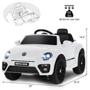 12V Licensed Volkswagen Beetle Ride-On Car for Kids with Music and Remote Control - White