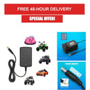 12V Charger for Children's Ride-On Vehicles with 2.1mm Barrel Plug and LED Light