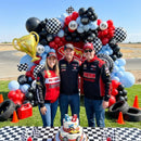 Race Car Balloon Arch Set - 162 Pieces with Trophies, Flags, Tires, Checkered Patterns, and Wheels