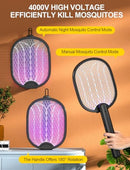 Dual Function Electric Bug Zapper Racket 4000V, Black