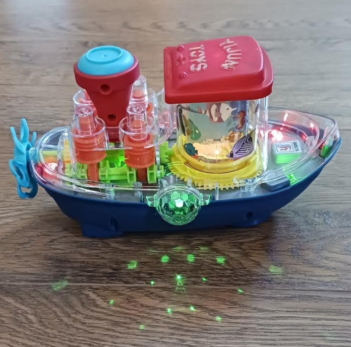 Plastic Bump N Go Tugboat Toy with Lights, Movement, and Music