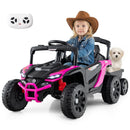 Kids 12V Electric Ride-On UTV with Trailer, Remote Control, and LED Lights