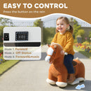Musical 6V Ride-On Horse with Foot Pedal, Washable Cover, Suitable for Ages 1.5 to 5