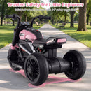 Pink 6V Children's Motorcycle with Music, Stories, LED Lights, Accelerator Pedal, and Three Wheels