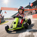 24V Kids Drift Go Kart, Green, with Speed Up to 8.1 MPH