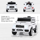 Mercedes-Benz G63 12V Ride-On Car for Kids with Remote Control and Music - White