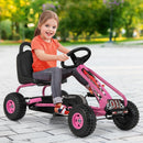 Costzon Kids' 4-Wheel Pedal Go Kart with Adjustable Seat and Handbrake in Pink