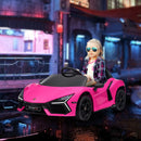 12V Pink Lamborghini Revuelto Ride-On Car with Hydraulic Doors and Remote Control