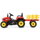 Honeyjoy 12V Red Kids Ride-On Tractor with Trailer, Remote Control, and Lights