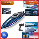 Jogpun H138 Blue RC Boat - 30KMH Speed, Waterproof, 7 LED Light Modes, Self-Righting, 20 Minutes Playtime