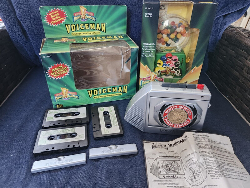 Working Mighty Morphin Power Rangers Voiceman Cassette and New Gumball Bank Toy
