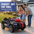 12V Electric Police Car for Kids with Dual Speed, LED Lights, Remote Control, Music, and Horn