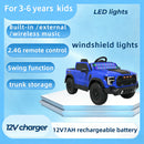 Blue 12V Remote Control Ride-On Car for Kids Ages 3-6 with 4-Wheel Shock Absorption