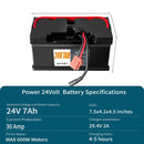 24V 7Ah Lightweight Ride-On Car Battery with 2A Charger for 4x4 UTV
