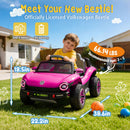 12V Licensed Pink Volkswagen Beetle Electric Ride-On Car for Kids, Speeds of 1.5-2.5MPH