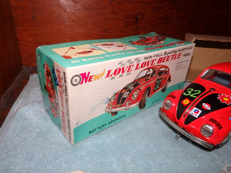 Vintage TAIYO Battery-Operated VW Beetle Toy Car from Japan with Original Box