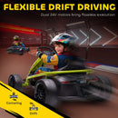 24V Kids Drift Go Kart, Green, with Speed Up to 8.1 MPH
