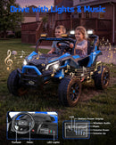 Blue 24V Electric Remote Control Ride-On Car for Kids Aged 3-8