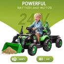 24V Children's Ride-On Tractor with Excavator, Dump Wagon, 3-Speed Settings, and Parental Control