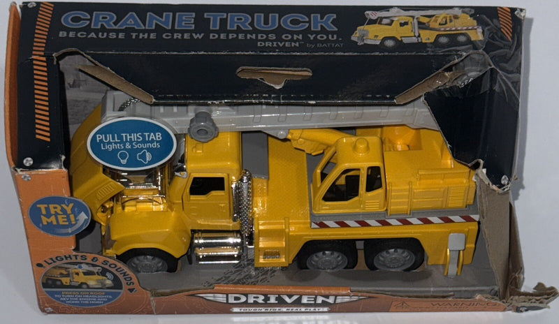 Yellow Micro Series Crane Construction Truck with Lights and Sounds