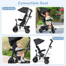 INFANS 6-in-1 Black Tricycle for Toddlers Aged 9-60 Months