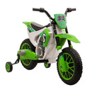 Green 12V Electric Motorcycle for Kids with Treaded Tires and 5mph Speed