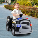 12V Black Fire Truck Ride-On Toy Car for Toddlers with Shovel and Wrench