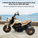 Brown Electric Dual Drive 3-Wheel Ride-On Motorcycle Toy for Kids with LED Lights