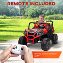 24V Dual Motor Red Ride-On Car for Kids with Remote Control and Spring Suspension