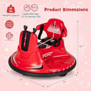 12V Red Ride-On Bumper Car for Kids with Dual Joysticks and Remote Control
