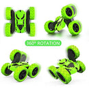 Green Double-Sided RC Stunt Car with Headlights for Kids Aged 6–12