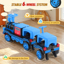 Blue 12V Electric 2-Seater Train with Carriage, Music, Lights, and Dual Speed