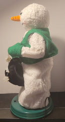 Gemmy Vintage 2005 Green Peppermint Snowflake Spinning Snowman