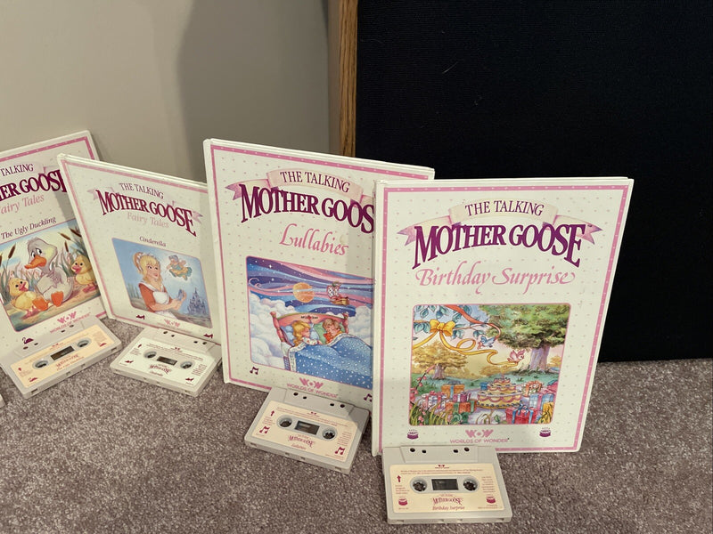 Worlds of Wonder Talking Mother Goose and Hector Set with 14 Cassettes, Books, and Clothing