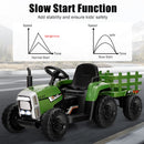 12V Children’s Ride-On Tractor with Trailer, Ground Loader, Remote Control & Lights - Dark Green