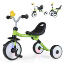 Green Toddler Tricycle Featuring Adjustable 3-Position Seat and Handy Storage Basket