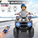 24V 4X4 Kids ATV Quad with Kneepads, 5MPH Speed, Music, and LED Lights