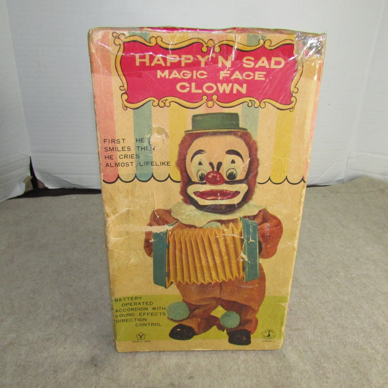 Battery Operated Magic Face Clown Toy with Happy and Sad Expressions in Original Box from Japan