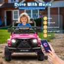Pink 12V Battery-Powered Kids Ride-On Jeep Toy Car with Remote and MP3 LED Features