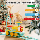 Blue 6V Electric Train for Kids with 16 Curved Tracks and 6 Stable Wheels