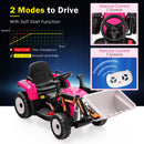 Pink 12V Electric Ride-On Excavator Digger with Remote Control and Digging Bucket