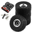 REDSPIDER 1.0" Black Beadlock Wheel and Tire Set, 57x25mm, 4 Pieces for RC Crawlers