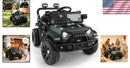 12V Electric Truck | Three Speed Options | Remote Operation | Illuminated LED Lights | Olive Green