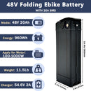 48V 20Ah Power Battery with 30A BMS, Charging Features, Safety Lock, and No Bottom Port