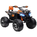 12V Electric Kids ATV Quad with LED Lights and Wide Wheels in Orange