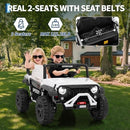 Dual Seat Electric Car for Kids, 24V Powered Ride-On, Speedy 4.97MPH Truck, White