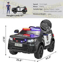 TOBBI Kids Police Car Ride-On with Remote Control for Parents