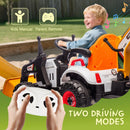 24V Children's Ride-On Tractor with Excavator, Dump Wagon, 3-Speed Settings, and Parental Control